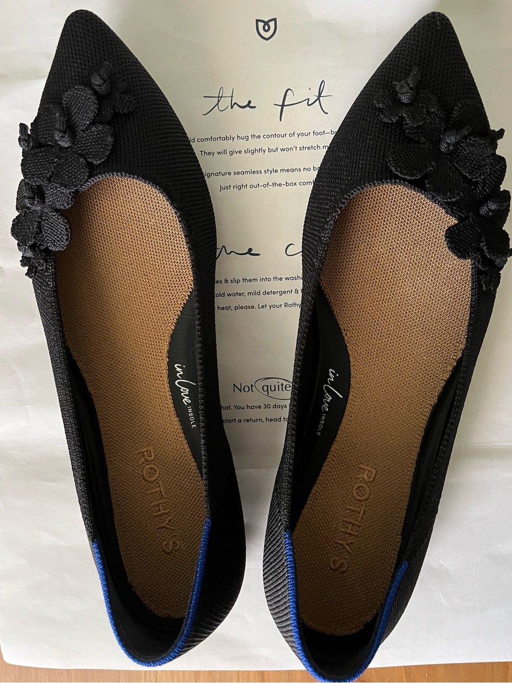 Rothy’s Black Flower Pointe Flats - Picture 4 of 12